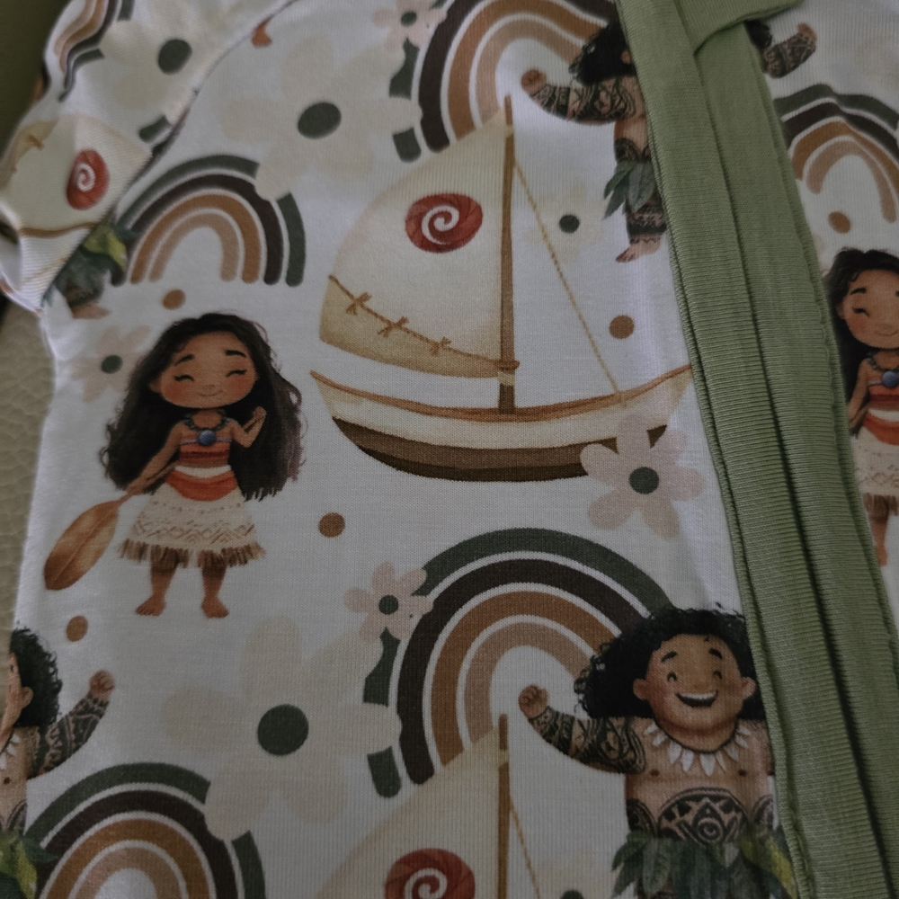 Charming Kids Footie with Green and Multicolor Print - Picture 2 of 2